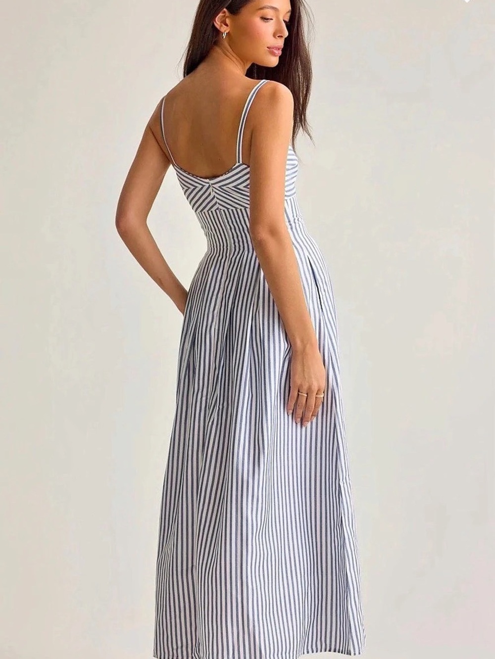 New Altard State Stripe Sweetheart Neck Midi Dress Blue & White small - Picture 5 of 5